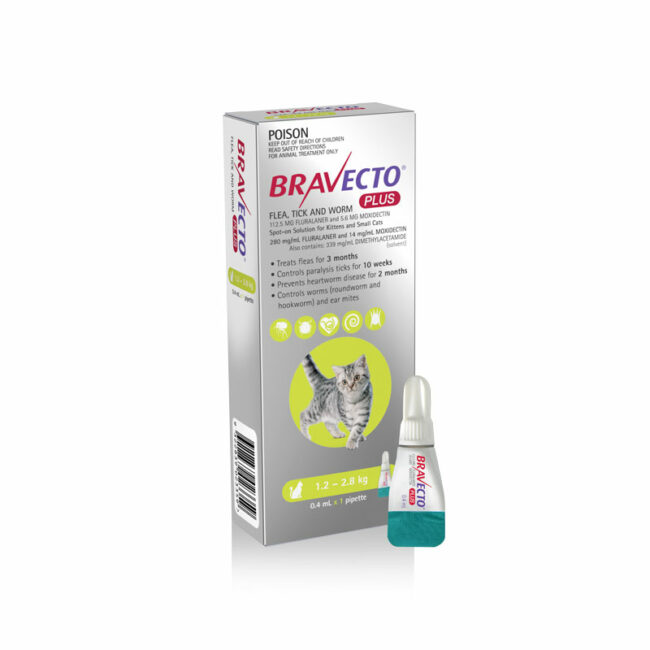 Bravecto Plus Green Spot-On for Kittens and Small Cats 1