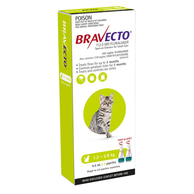 Bravecto Green Spot-on for Small Cats - 2 Pack 1