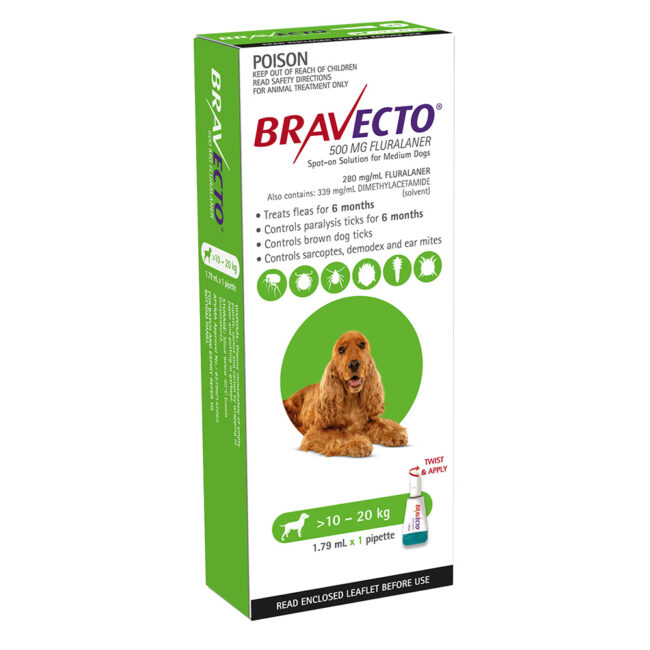 Bravecto Green Spot-On for Medium Dogs - Single 1