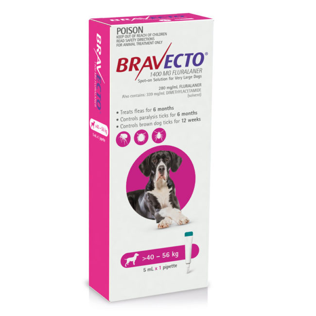 Bravecto Pink Spot-On for Very Large Dogs - Single 1