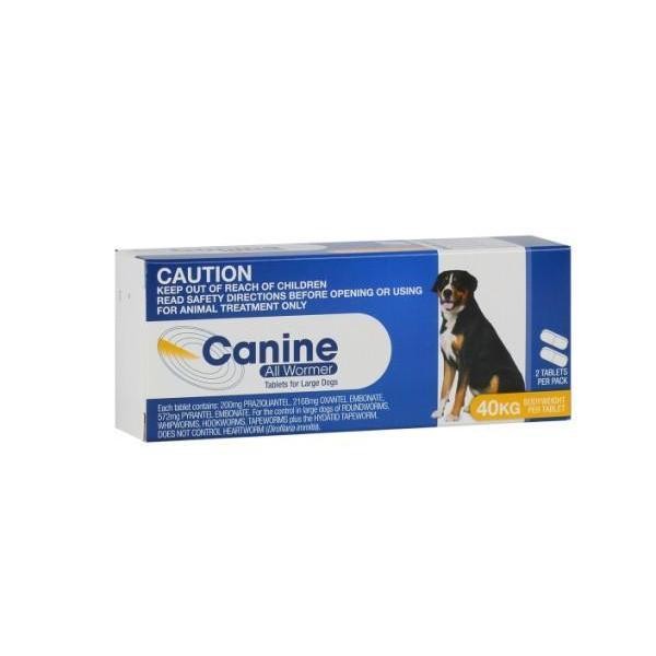 Canine All Wormer 40kg - 2 Tablets 1