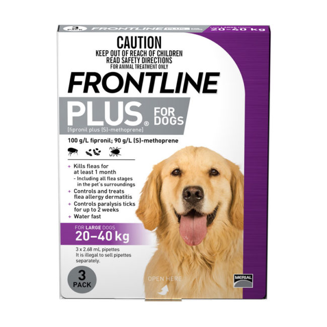 Frontline Plus Purple Spot-On for Large Dogs - 3 Pack 1