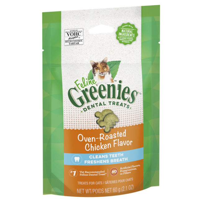 Feline Greenies Dental Treats Oven Roasted Chicken Flavour 60g 1