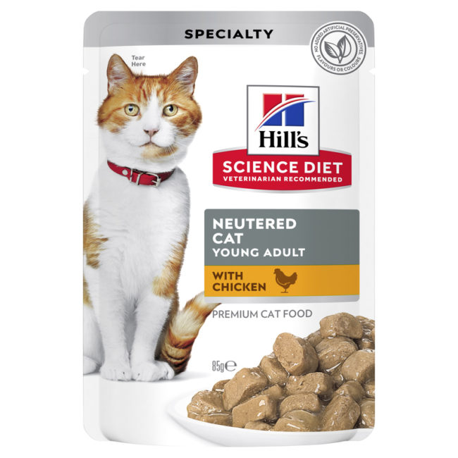Hills Science Diet Young Adult Neutered Cat Chicken Cat Food 85g x 12 Pouches 1