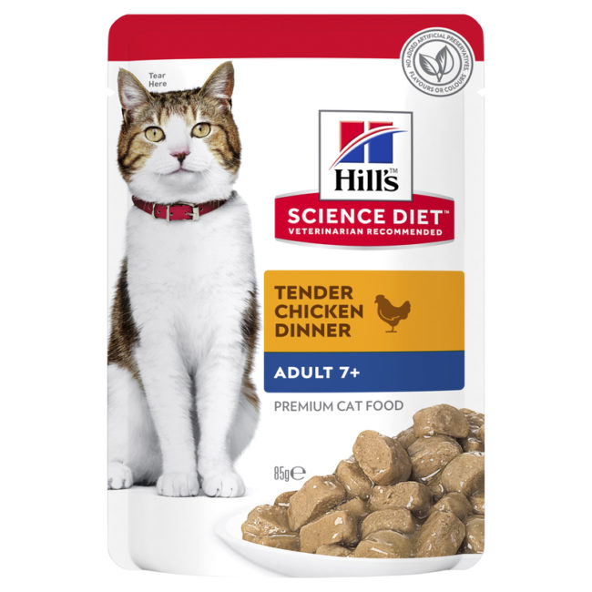 Hills Science Diet Adult 7+ Chicken Cat Food 85g x 12 Pouches 1