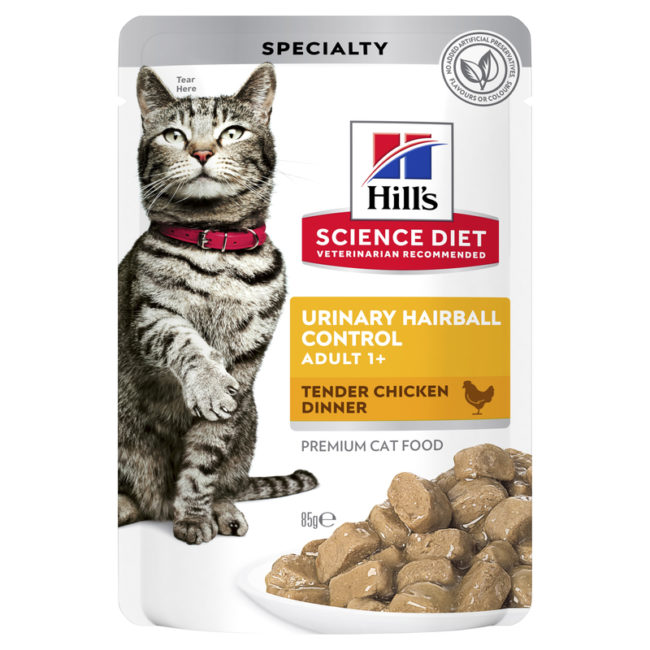 Hills Science Diet Adult Urinary Hairball Control Chicken Cat Food 85g x 12 Pouches 1