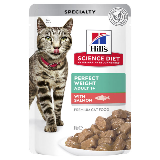 Hills Science Diet Adult Perfect Weight Salmon Cat Food 85g x 12 Pouches 1