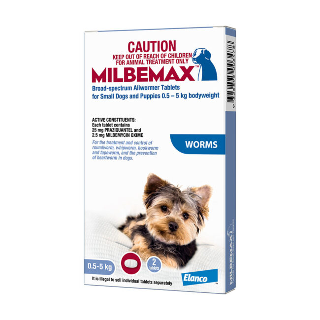 Milbemax Allwormer Tablets for Small Dogs & Puppies (0.5-5kg) - 2 Pack 1