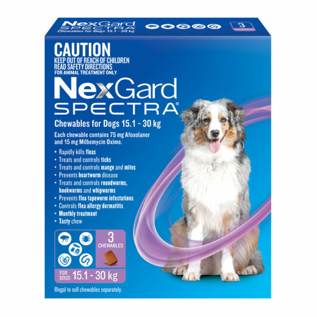 NexGard Spectra Purple Chews for Large Dogs (15.1-30kg) - 3 Pack 1