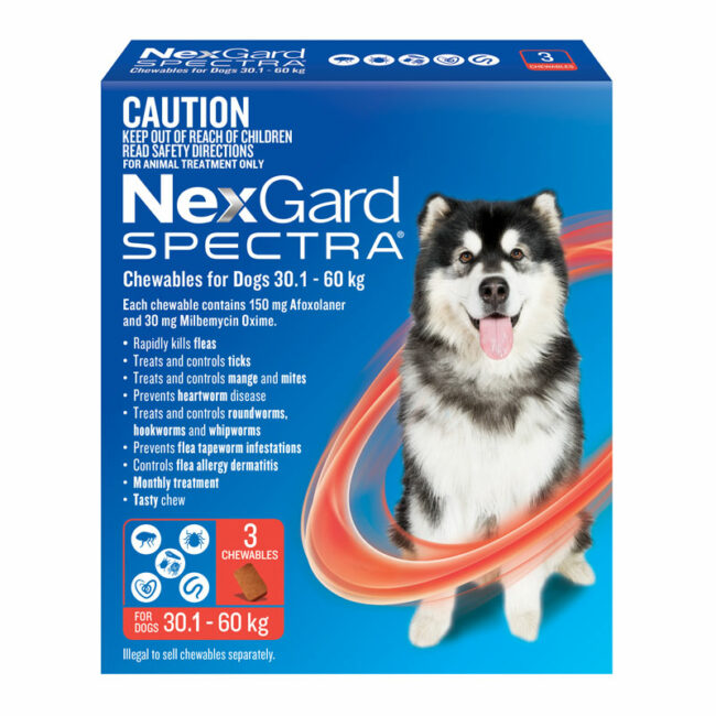 NexGard Spectra Red for Very Large Dogs (30.1-60kg) - 3 Pack 1