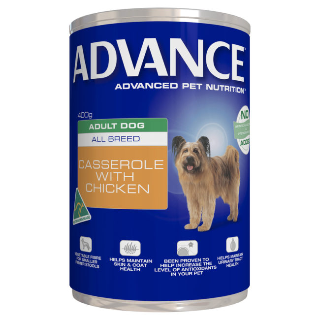 Advance Adult Dog All Breed Casserole with Chicken 400g x 12 Cans 1