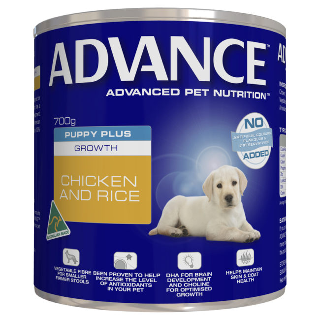 Advance Puppy Plus Growth Chicken & Rice 700g x 12 Cans 1