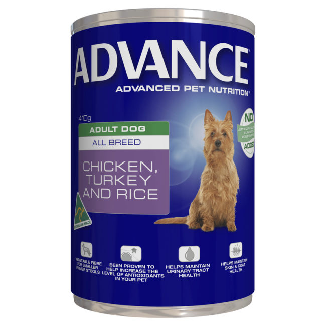 Advance Adult Dog Chicken Turkey & Rice 410g x 12 Cans 1