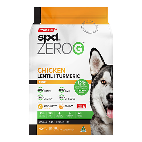 Prime100 SPD ZeroG Adult Dog Chicken, Lentil & Turmeric 2.2kg 3