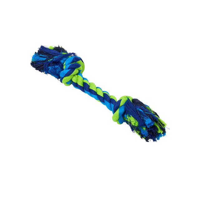 Buster Colour Dental Rope Dog Toy 2-Knot Blue/Lime Small 1