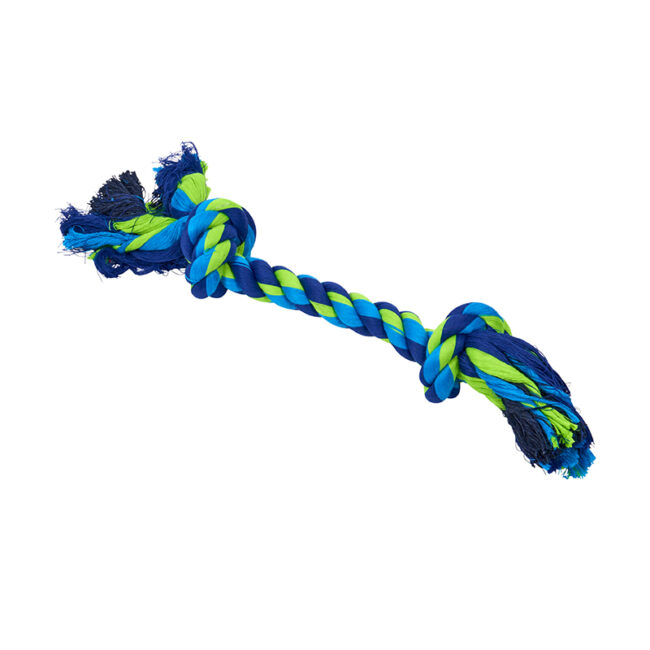 Buster Colour Dental Rope Dog Toy 2-Knot Blue/Lime Large 1