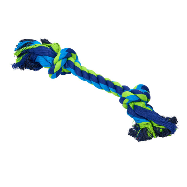 Buster Colour Dental Rope Dog Toy 2-Knot Blue/Lime X-Large 1