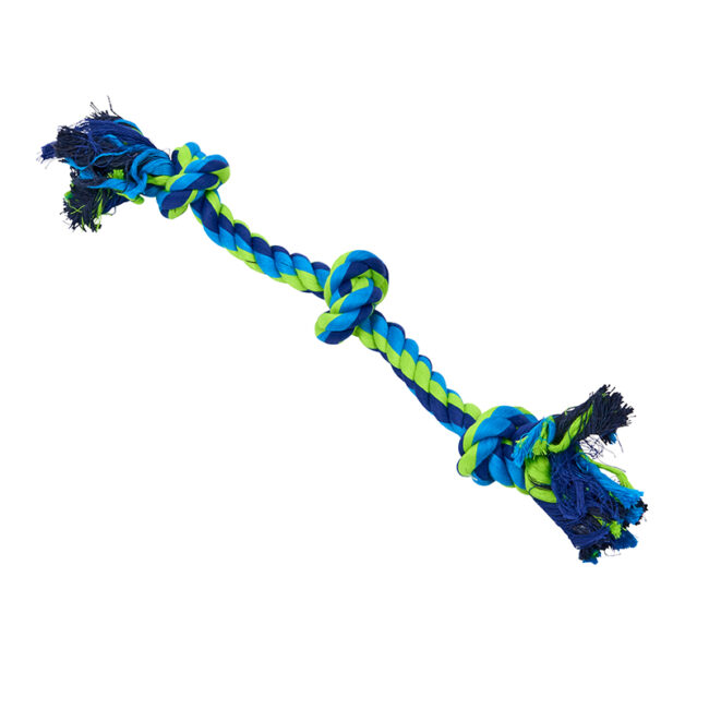 Buster Colour Dental Rope Dog Toy 3-Knot Blue/Lime Small 1