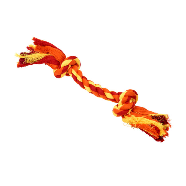 BUSTER Colour Dental Rope Dog Toy 2-Knot Red/Orange/Yellow Large 1