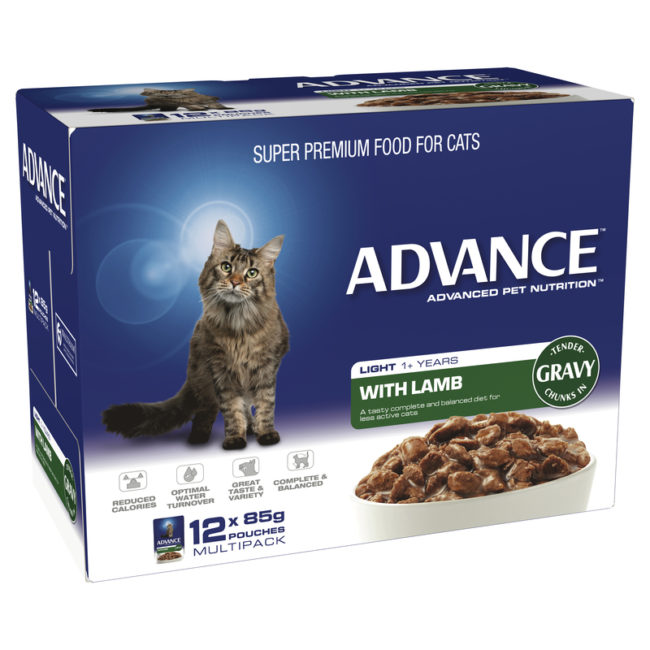 Advance Adult Cat Light with Lamb in Gravy 85g x 12 Pouches 1